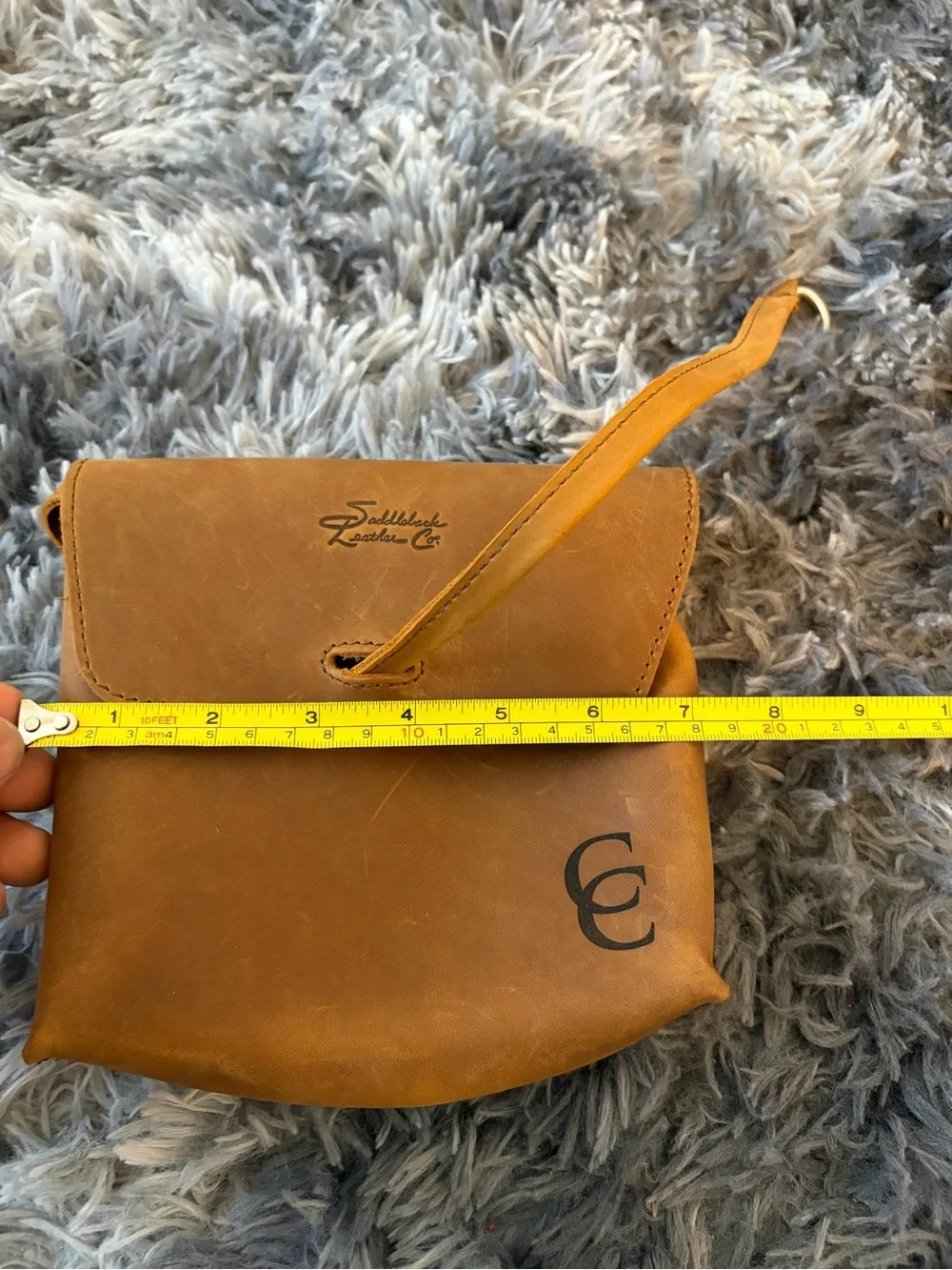 Saddleback Leather Co Tobacco Tan Full Grain Leather Pouch Crossbody Bag CC Logo